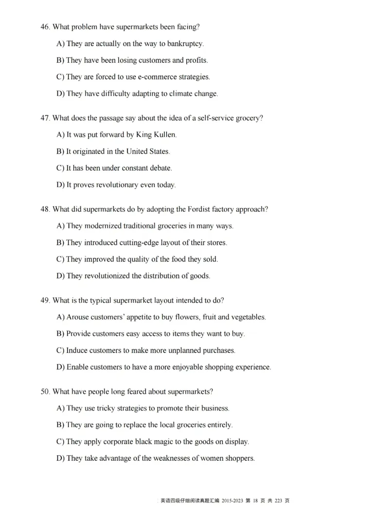 四级仔细阅读真题2015-2023.12_大学英语四级+六级_四级真题_专项_四级仔细阅读