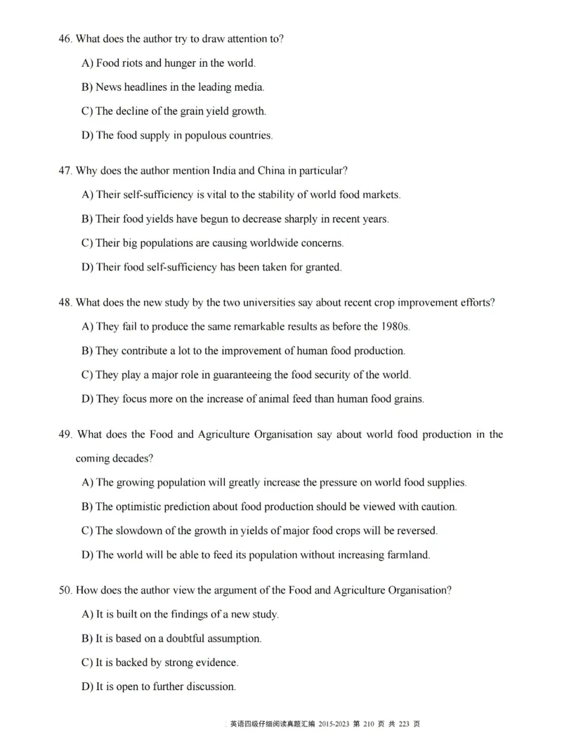 四级仔细阅读真题2015-2023.12_大学英语四级+六级_四级真题_专项_四级仔细阅读