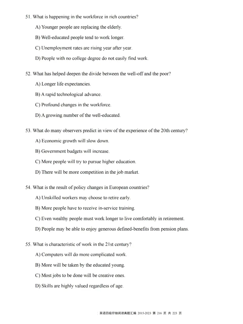 四级仔细阅读真题2015-2023.12_大学英语四级+六级_四级真题_专项_四级仔细阅读