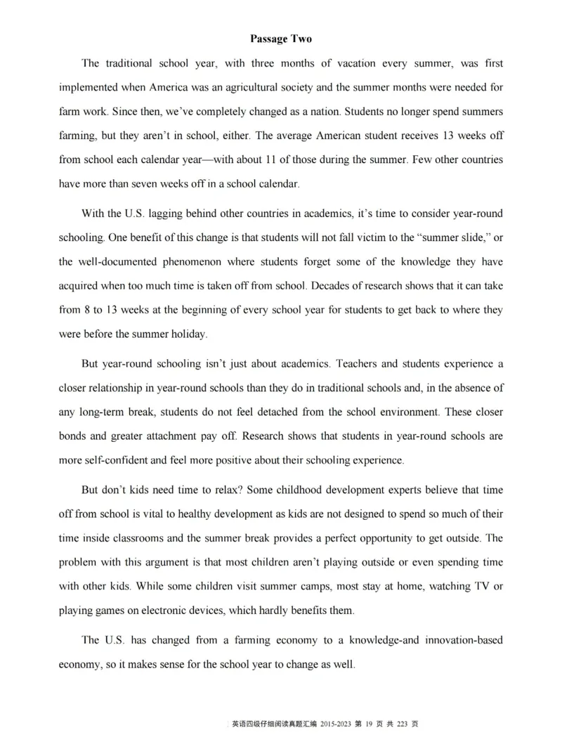 四级仔细阅读真题2015-2023.12_大学英语四级+六级_四级真题_专项_四级仔细阅读