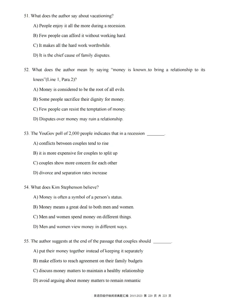四级仔细阅读真题2015-2023.12_大学英语四级+六级_四级真题_专项_四级仔细阅读