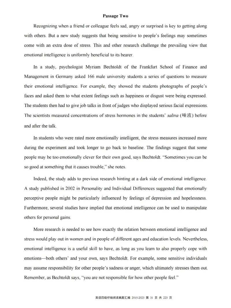 四级仔细阅读真题2015-2023.12_大学英语四级+六级_四级真题_专项_四级仔细阅读