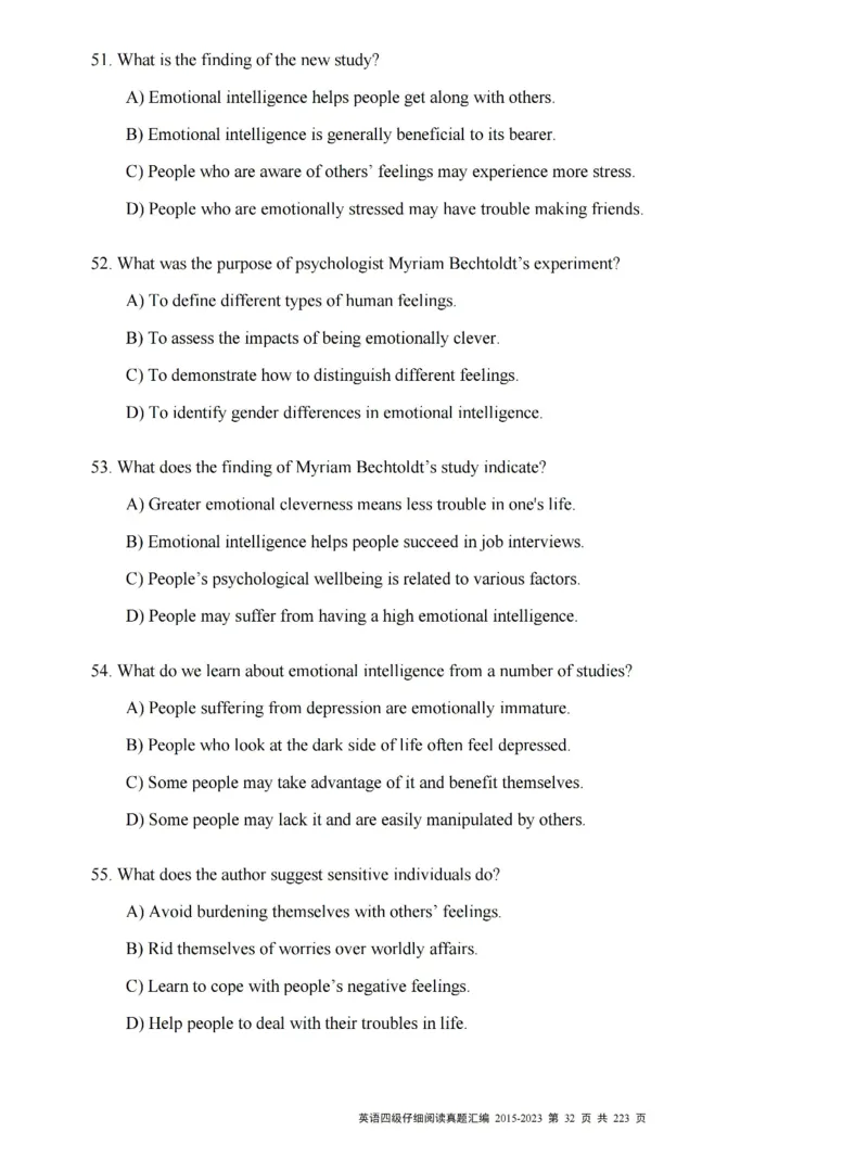 四级仔细阅读真题2015-2023.12_大学英语四级+六级_四级真题_专项_四级仔细阅读