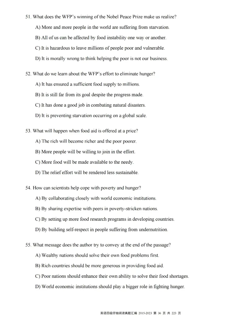 四级仔细阅读真题2015-2023.12_大学英语四级+六级_四级真题_专项_四级仔细阅读