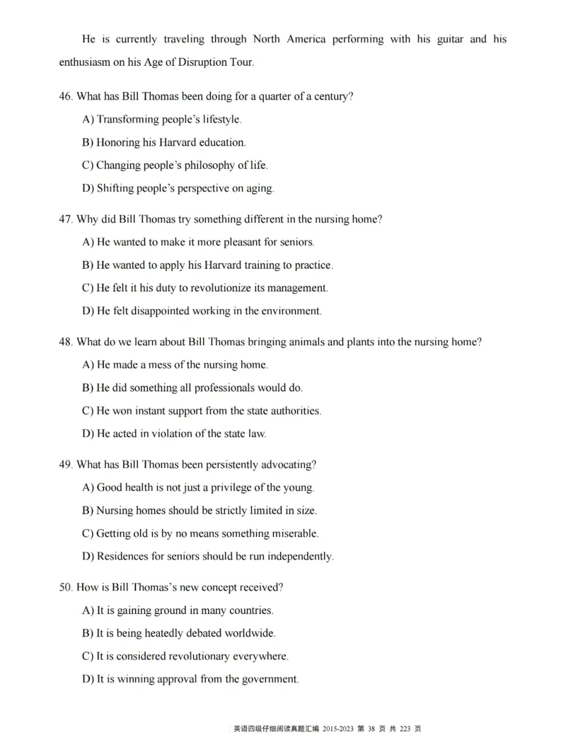 四级仔细阅读真题2015-2023.12_大学英语四级+六级_四级真题_专项_四级仔细阅读