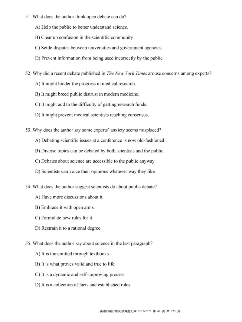 四级仔细阅读真题2015-2023.12_大学英语四级+六级_四级真题_专项_四级仔细阅读