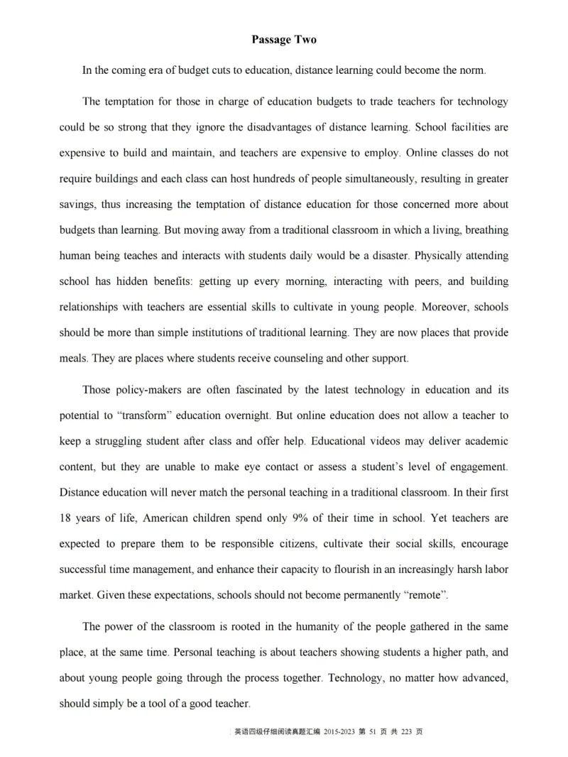 四级仔细阅读真题2015-2023.12_大学英语四级+六级_四级真题_专项_四级仔细阅读