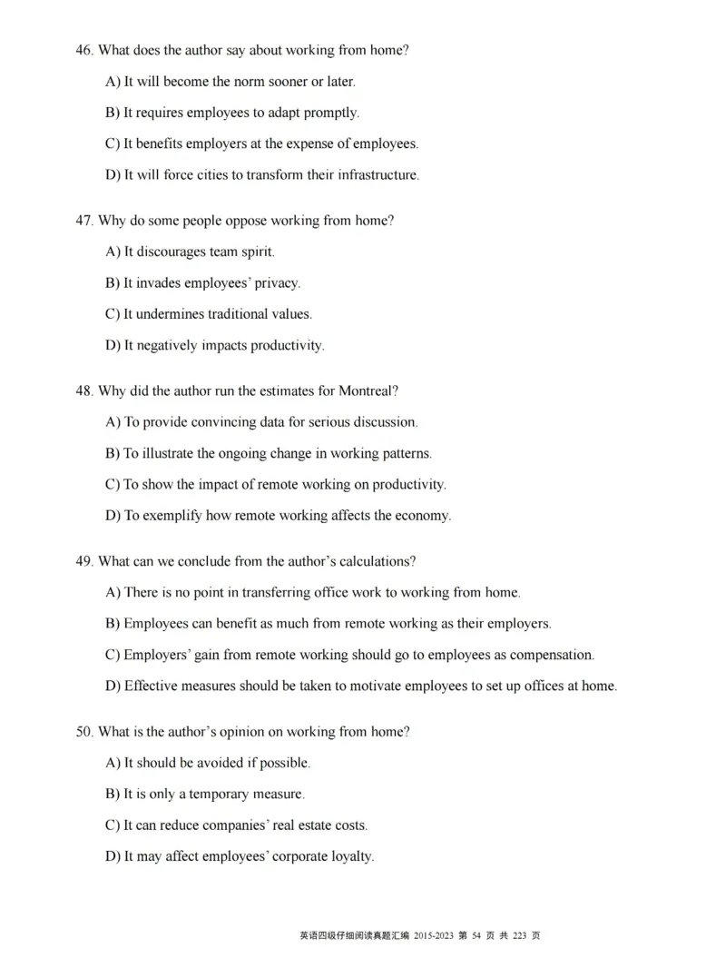 四级仔细阅读真题2015-2023.12_大学英语四级+六级_四级真题_专项_四级仔细阅读