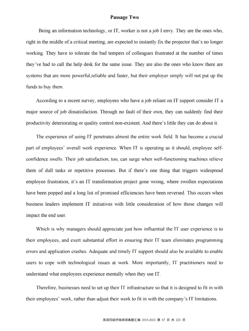 四级仔细阅读真题2015-2023.12_大学英语四级+六级_四级真题_专项_四级仔细阅读