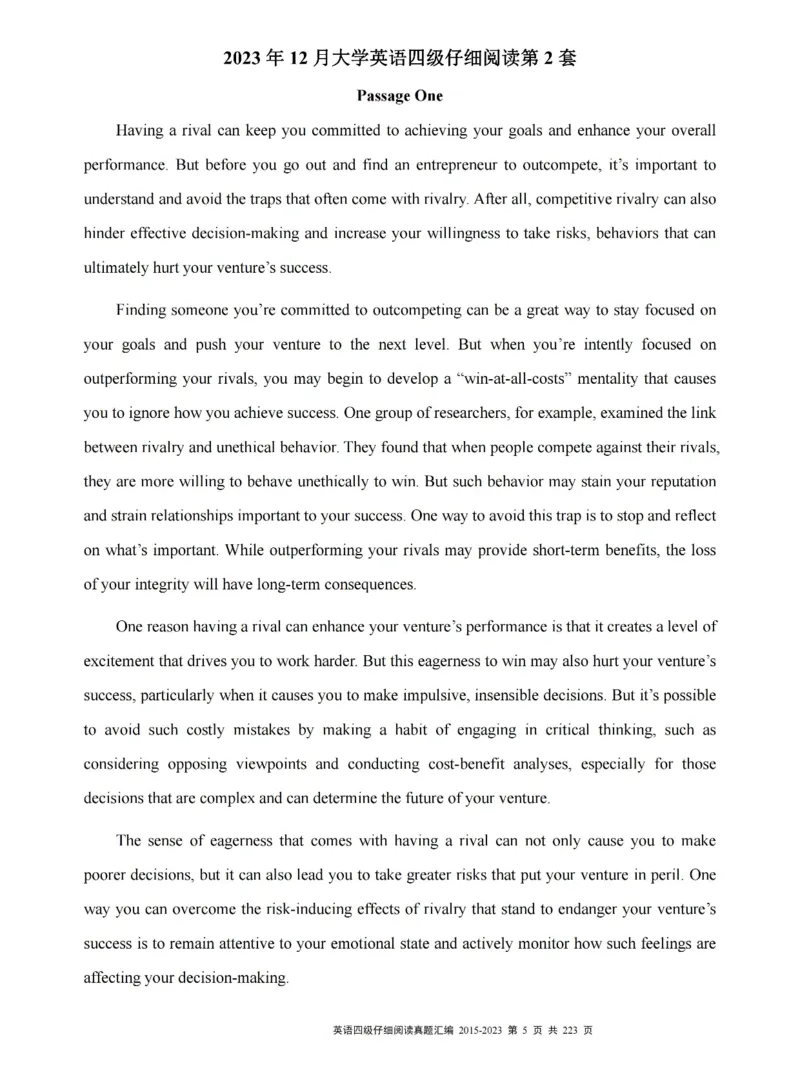 四级仔细阅读真题2015-2023.12_大学英语四级+六级_四级真题_专项_四级仔细阅读