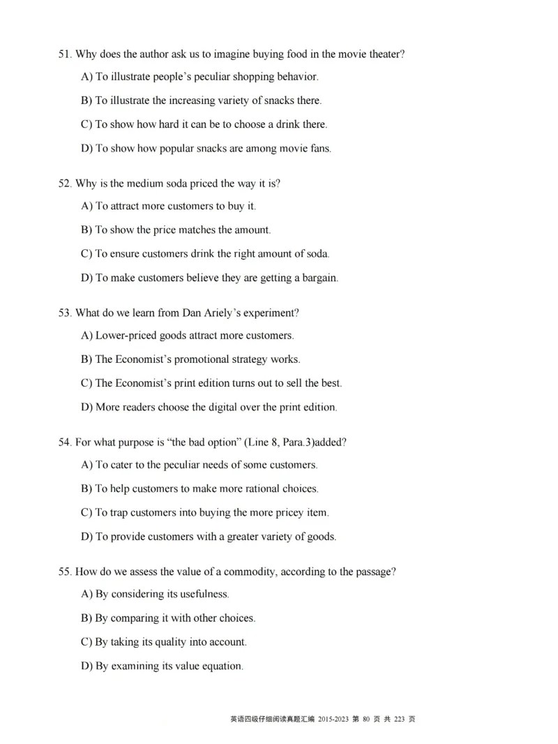 四级仔细阅读真题2015-2023.12_大学英语四级+六级_四级真题_专项_四级仔细阅读