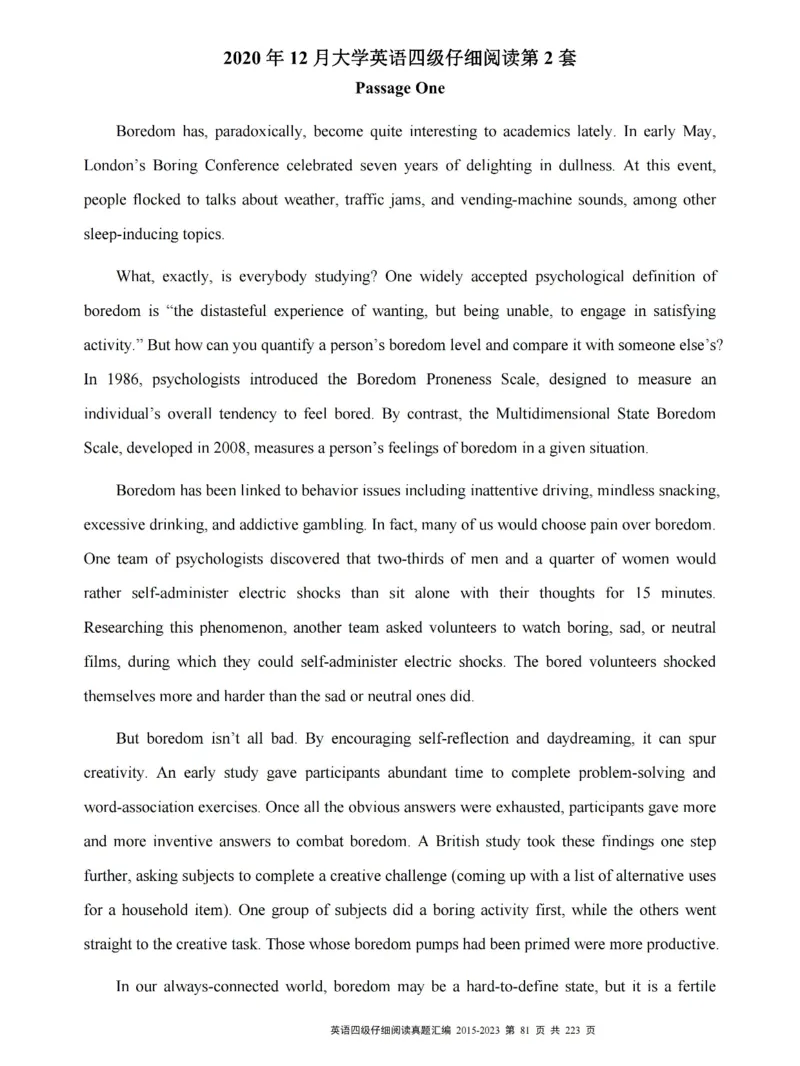 四级仔细阅读真题2015-2023.12_大学英语四级+六级_四级真题_专项_四级仔细阅读