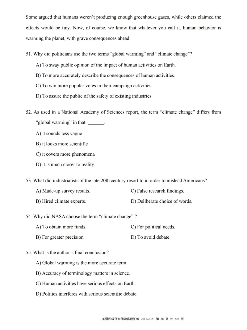 四级仔细阅读真题2015-2023.12_大学英语四级+六级_四级真题_专项_四级仔细阅读