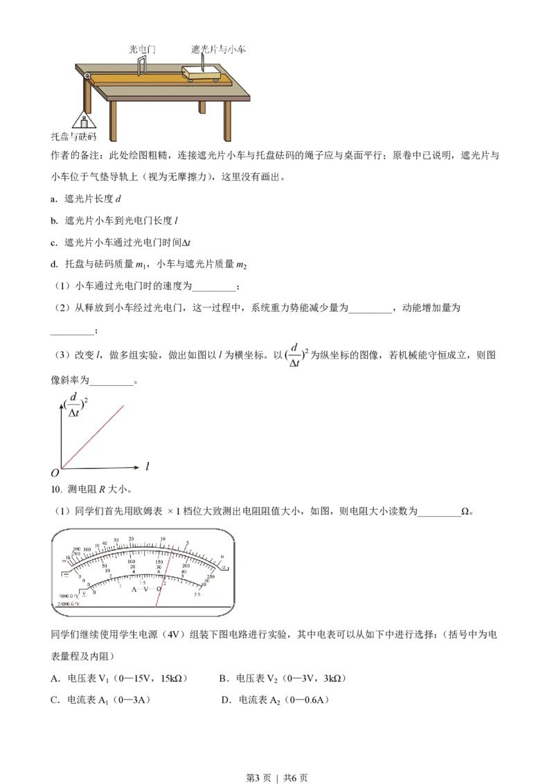2023年高考物理试卷（天津）（空白卷）_物理历年高考真题_新&middot;PDF版2008-2025&middot;高考物理真题_物理（按试卷类型分类）2008-2025_自主命题卷&middot;物理（2008-2025）_天津自主命题&middot;物理（2008-2024）
