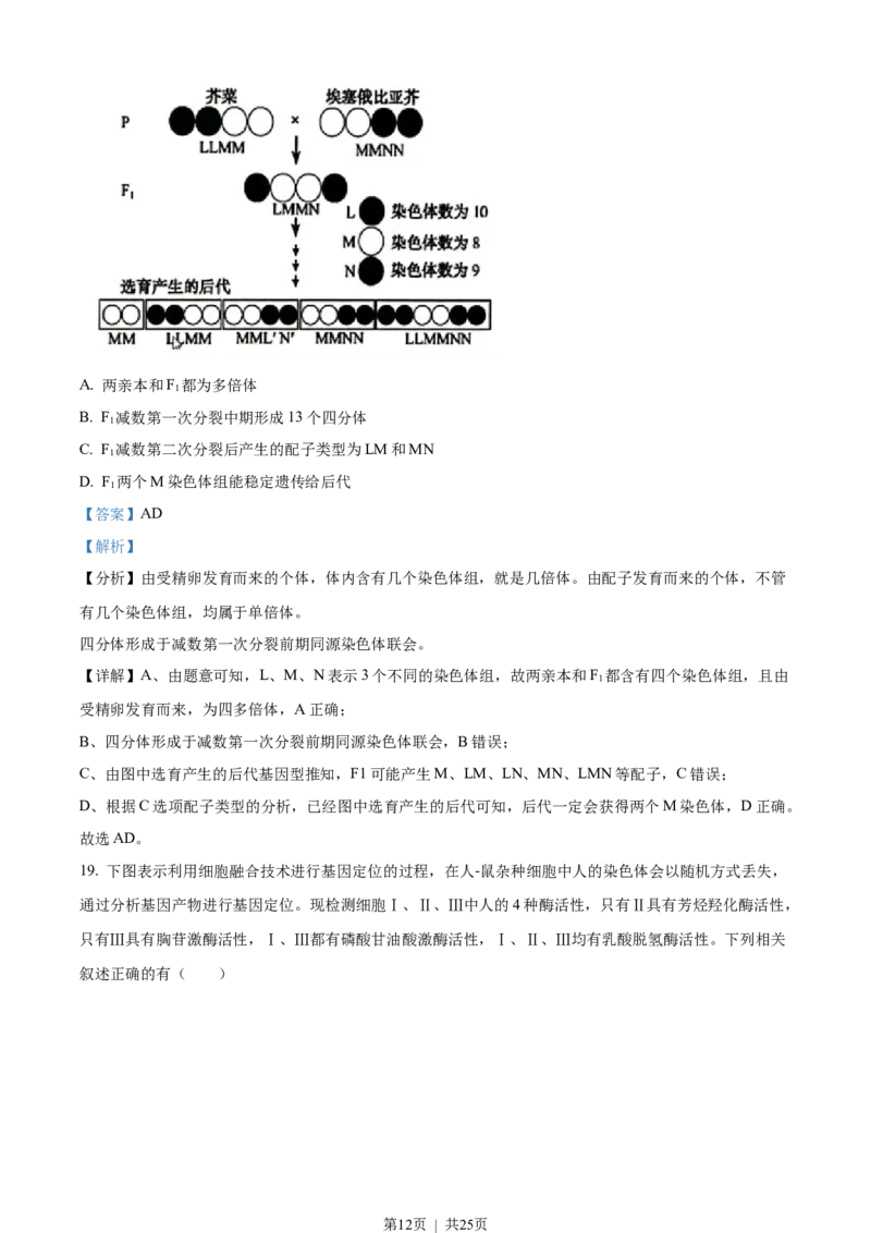 2022年高考生物试卷（江苏）（解析卷）_生物历年高考真题_新&middot;Word版2008-2025&middot;高考生物真题_生物（按年份分类）2008-2025_2022&middot;高考生物真题