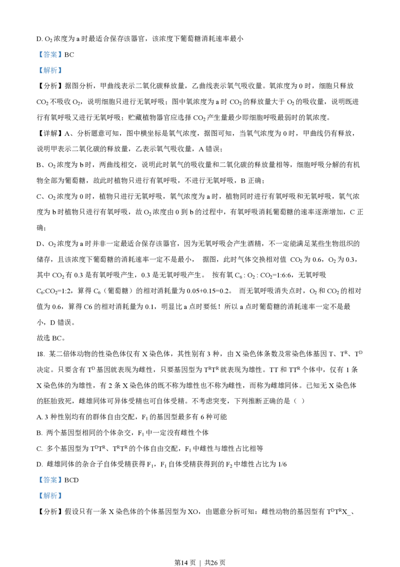 2023年高考生物试卷（山东）（解析卷）_生物历年高考真题_新&middot;PDF版2008-2025&middot;高考生物真题_生物（按年份分类）2008-2025_2023&middot;高考生物真题