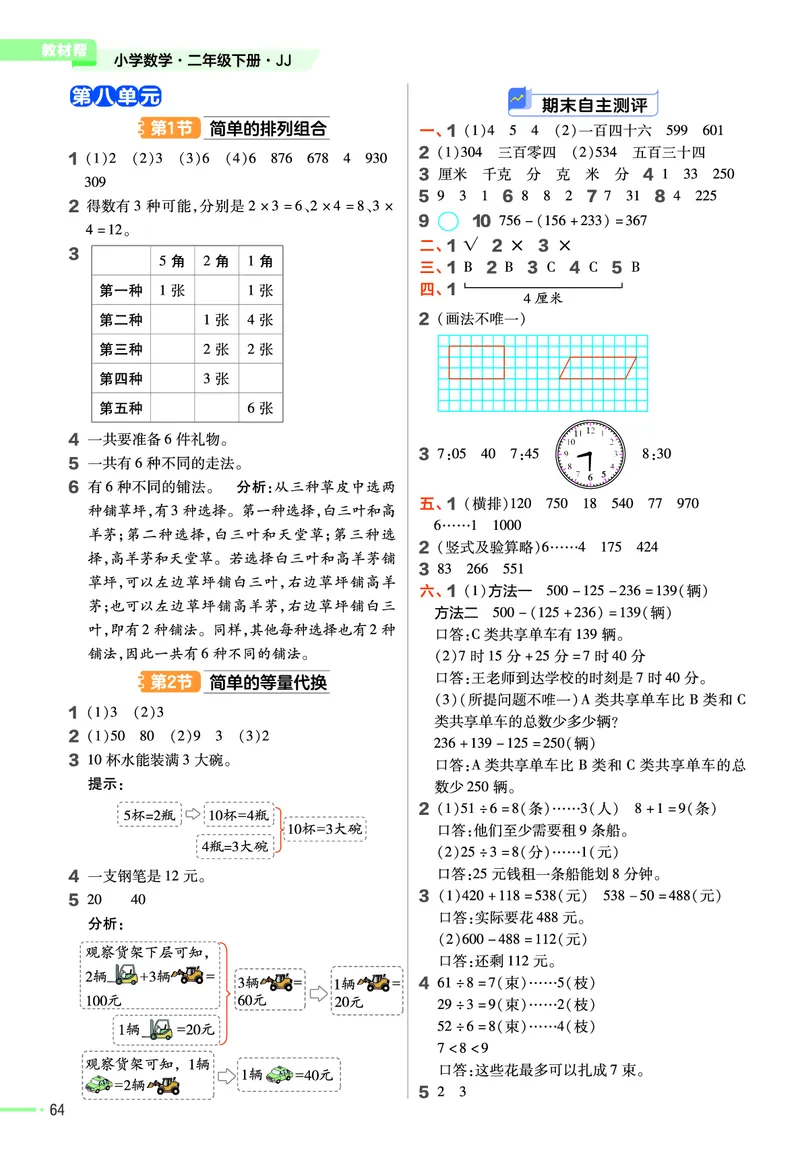《作业帮》24春数学2年级下册（JJ）_二年级上下册资料_小学二年级学习资料-25年更新版_2-04、小学二年级数学下册_2-4-2、练习题、作业、试题、试卷_冀教版_电子册类