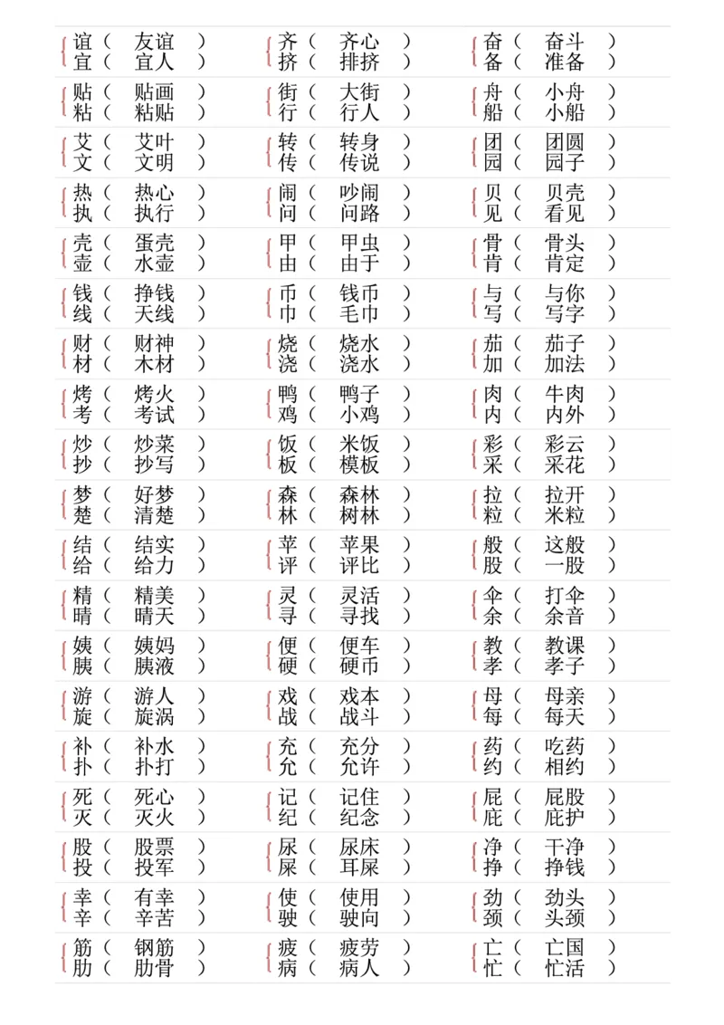 ❤二年级下册形近字专项练习_二年级上下册资料_小学二年级学习资料-25年更新版_2-02、小学二年级语文下册_2-2-2、练习题、作业、试题、试卷_专项练习_语文字词成语专项（习题+总结）
