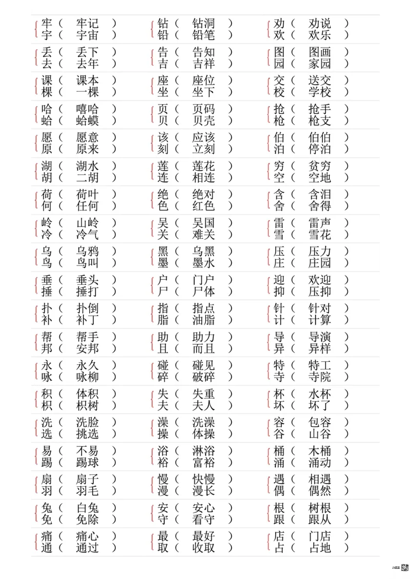 ❤二年级下册形近字专项练习_二年级上下册资料_小学二年级学习资料-25年更新版_2-02、小学二年级语文下册_2-2-2、练习题、作业、试题、试卷_专项练习_语文字词成语专项（习题+总结）