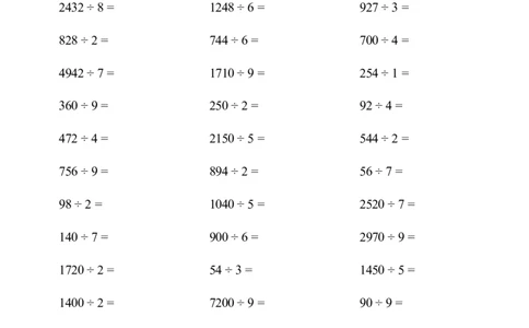 ▲口算题（除数是一位数的除法）连打版2000题_小学数学口算计算速算练习1（1-6）题目类型全_三年级_口算3年级下册10000题_3下口算题（除数是一位数的除法）2000题