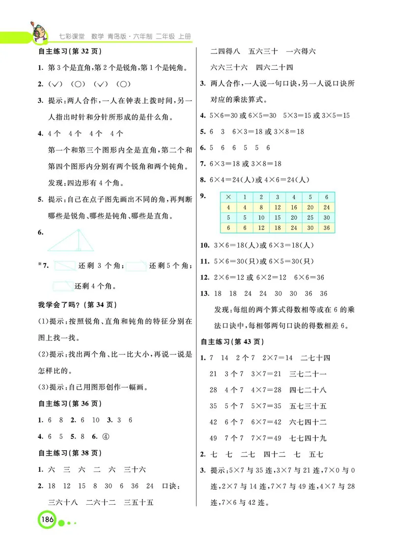 《七彩课堂》数学2年级上册（63QD）_二年级上下册资料_小学二年级学习资料-25年更新版_2-03、小学二年级数学上册_2-3-2、练习题、作业、试题、试卷_青岛63版_电子册类