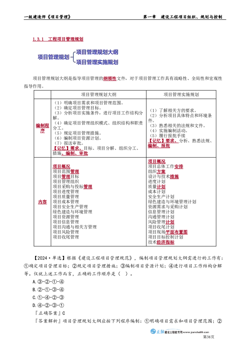 第一章　建设工程项目组织、规划与控制_2026年一级建造师_2026年一建管理_2025年一建管理SVIP_02-基础精讲✿高端面授✿深度强化_04-管理《基础精讲班》李娜JG_讲义