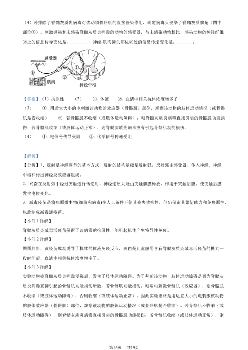2023年高考生物试卷（湖北）（解析卷）_生物历年高考真题_新&middot;Word版2008-2025&middot;高考生物真题_生物（按省份分类）2008-2025_2008-2025&middot;（湖北）生物高考真题