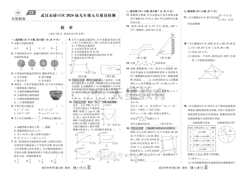 2025《中考数学45套》武汉_2026《中考》数学、英语、物理+化学安徽、河北、河南、山西、辽宁、湖北_2026《中考数学45套》全国地方版