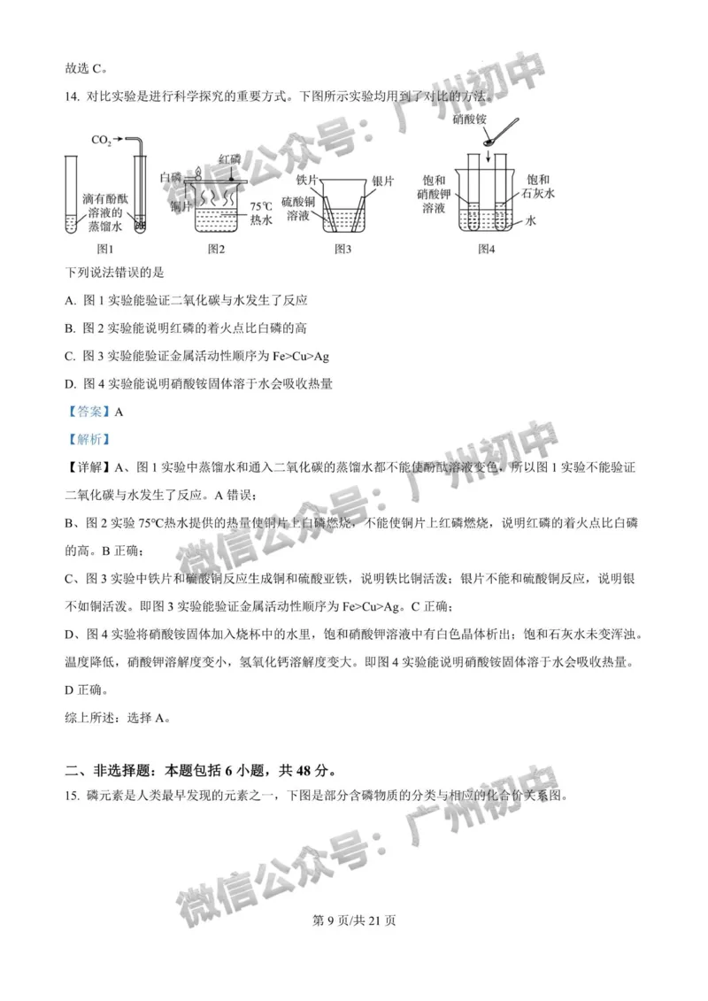 2025广州大学附属中学中考二模化学试题（答案解析）_广州九上月考+期中+期末+一模二模+中考真题_2025中考二模