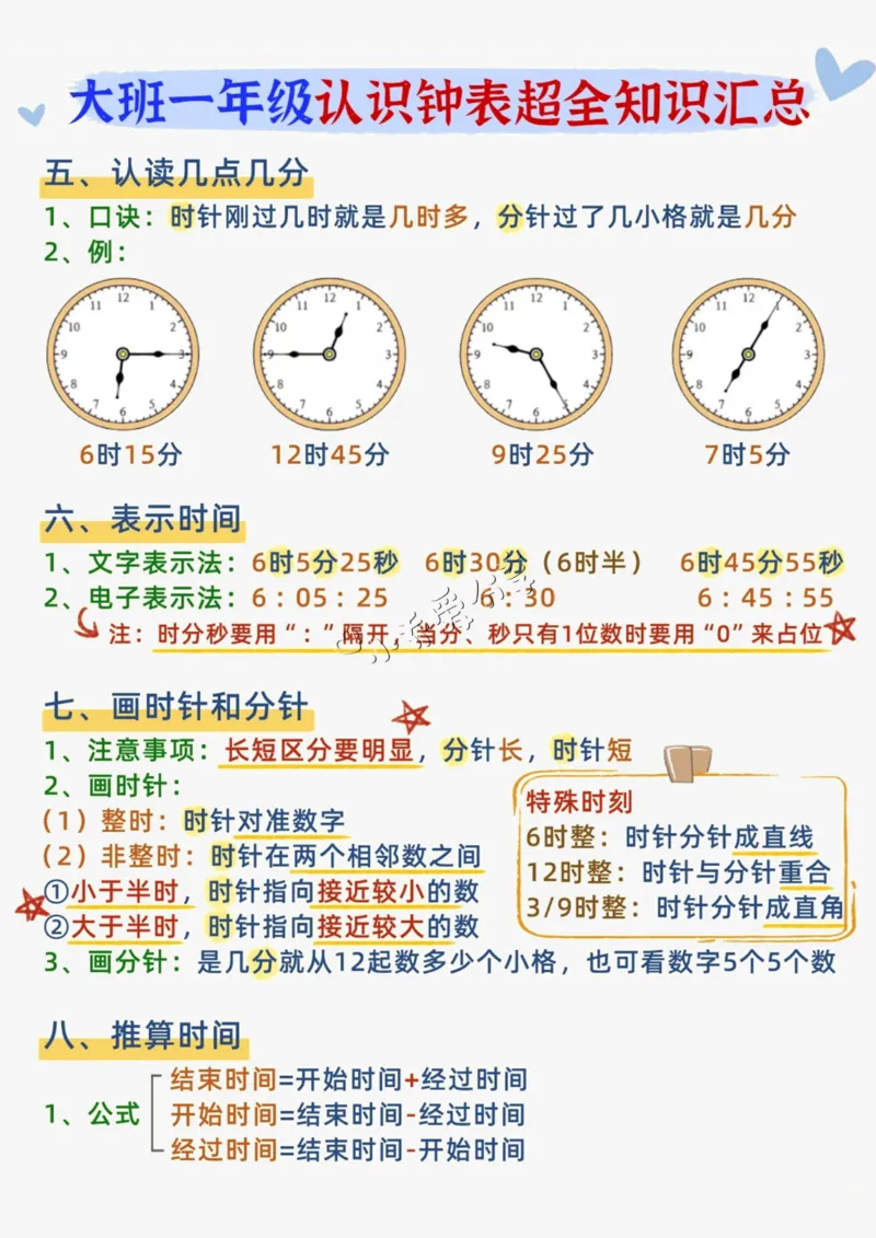 认识钟表知识汇总_纯图版_小学全网线上同款资料_36号文件速算_速算_速算和思维