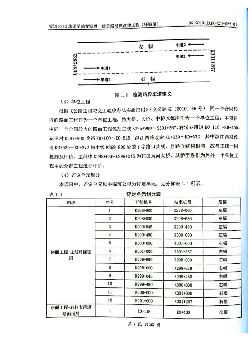 8、路面检测报告_2021-2023年优秀施组方案_施工组织设计_施组11-新余环城路项目施工组织设计_交工验收记录_S312