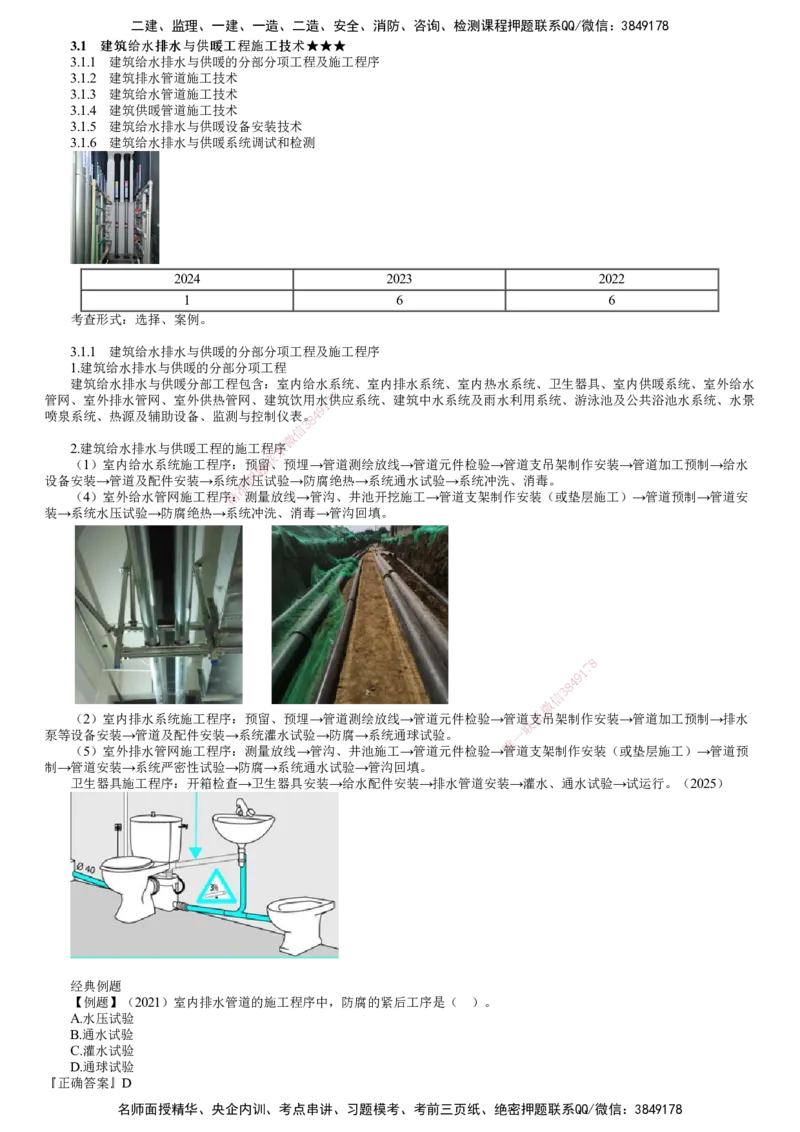 第01讲　建筑给水排水与供暖的分部分项工程及施工程序_2026年一级建造师_2026年一建机电_2025年一建机电SVIP_02-基础精讲✿高端面授✿深度强化_04-机电《基础精讲班》康仁杰JG