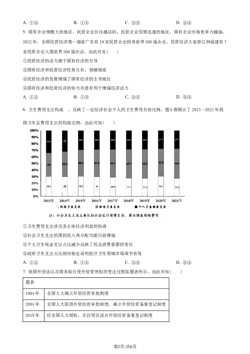 2023年高考政治试卷（重庆）（空白卷）_政治历年高考真题_新&middot;Word版2008-2025&middot;高考政治真题_政治（按年份分类）2008-2025_2023&middot;政治高考真题