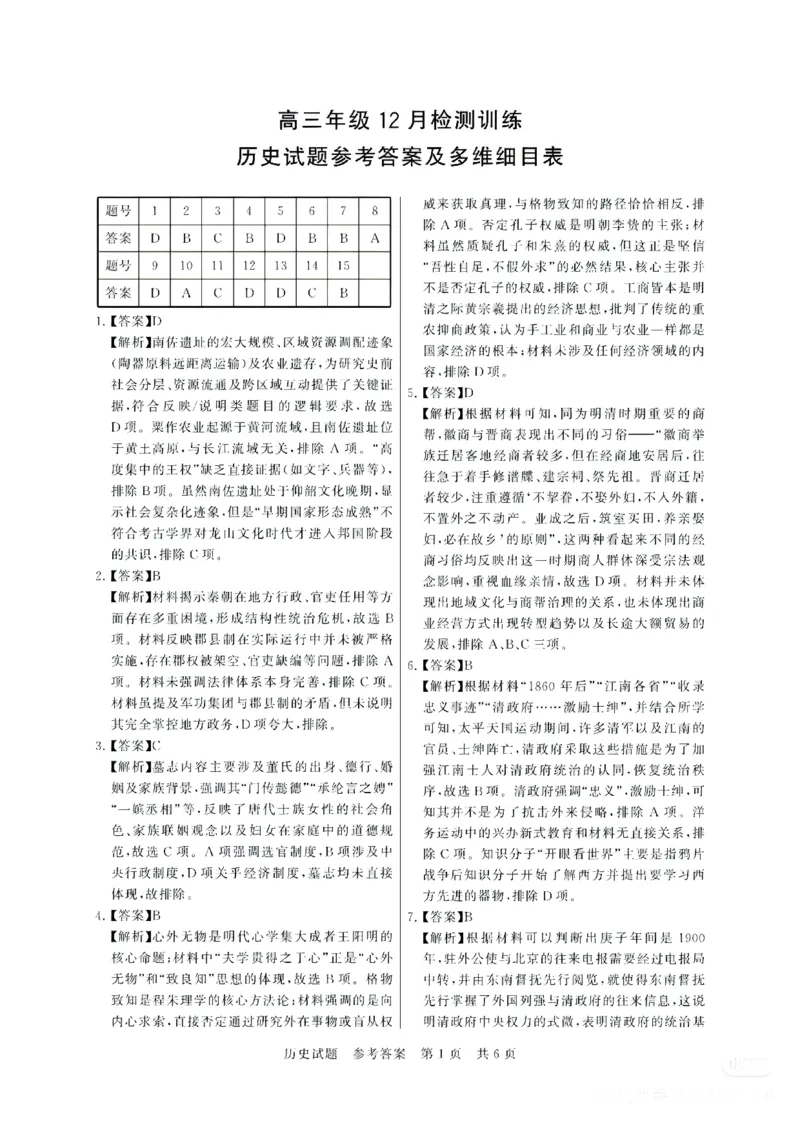 2025年12月高三T8联考历史试卷答案_@高三模考真题_2025年12月高三T8联考试卷及答案