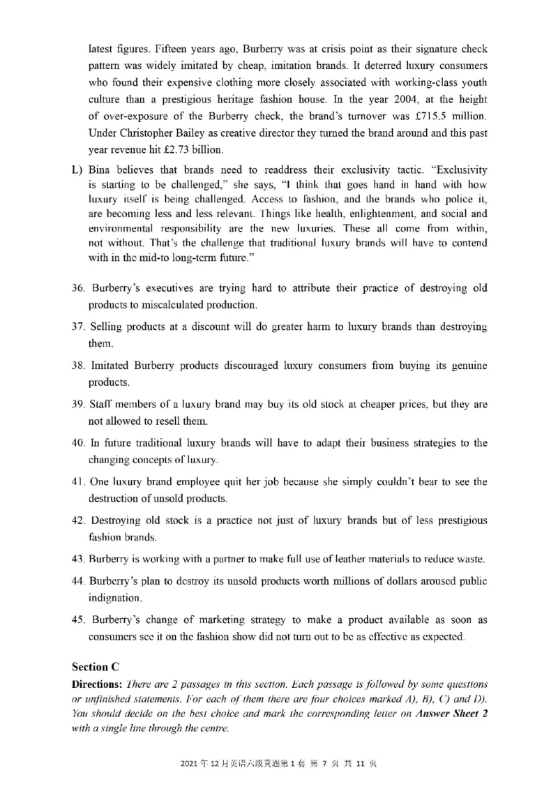 一键打印版2019-2023.12六级真题_大学英语四级+六级_六级真题_六级真题_赠：六级真题一键打印版