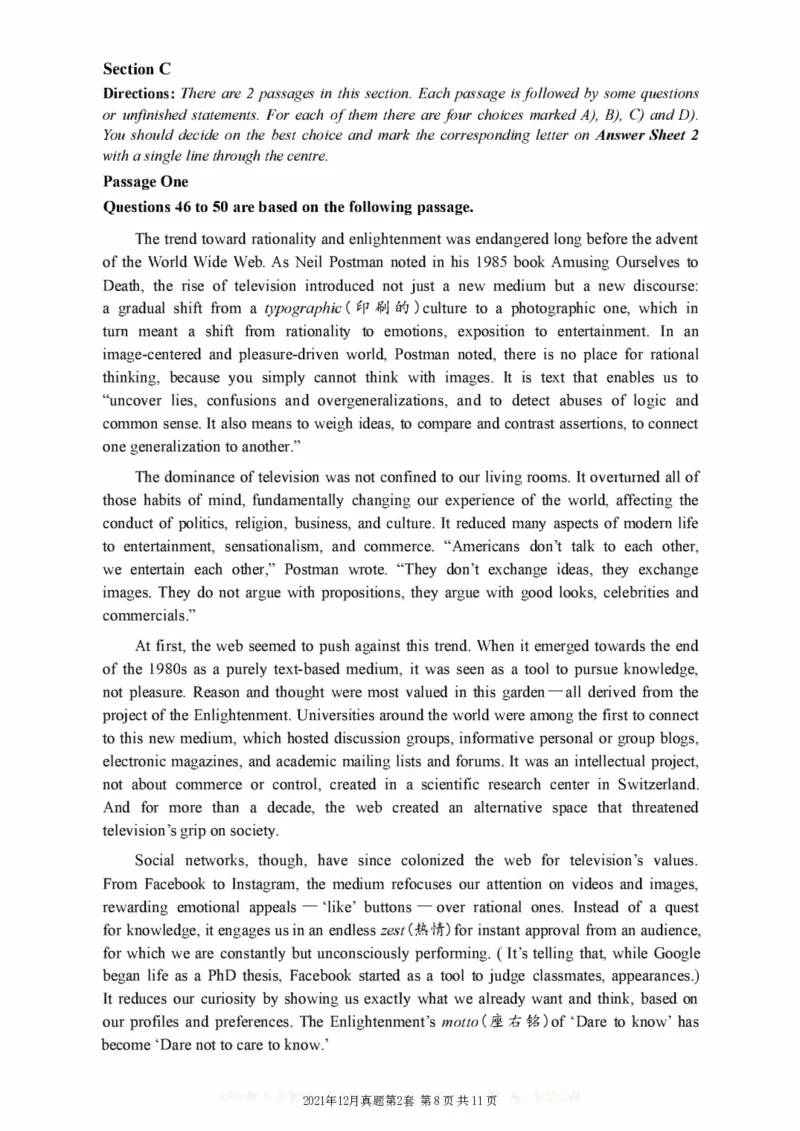 一键打印版2019-2023.12六级真题_大学英语四级+六级_六级真题_六级真题_赠：六级真题一键打印版