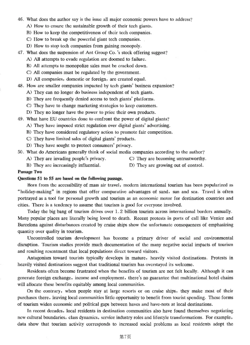 一键打印版2019-2023.12六级真题_大学英语四级+六级_六级真题_六级真题_赠：六级真题一键打印版