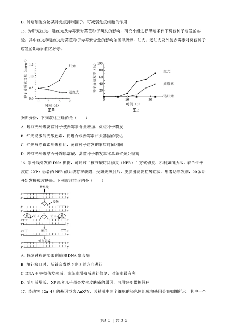 2023年高考生物试卷（浙江）（6月）（空白卷）_生物历年高考真题_新&middot;PDF版2008-2025&middot;高考生物真题_生物（按试卷类型分类）2008-2025_自主命题卷&middot;生物（2008-2025）