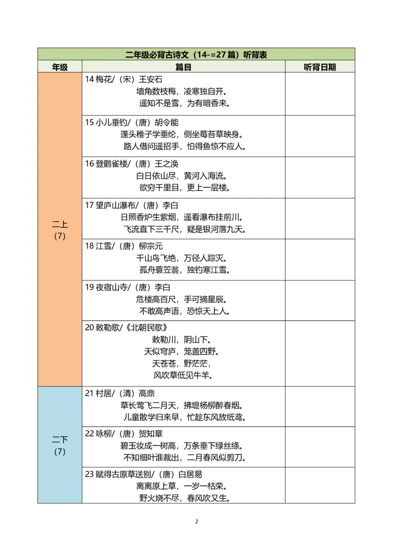 菜单2：二年级&ldquo;必背古诗文打卡本&rdquo;（郭学萍）_2025国庆节特色创意作业_2024国庆节特色创意语文作业设计_二上国庆节&ldquo;作业菜单&rdquo;（郭学萍）