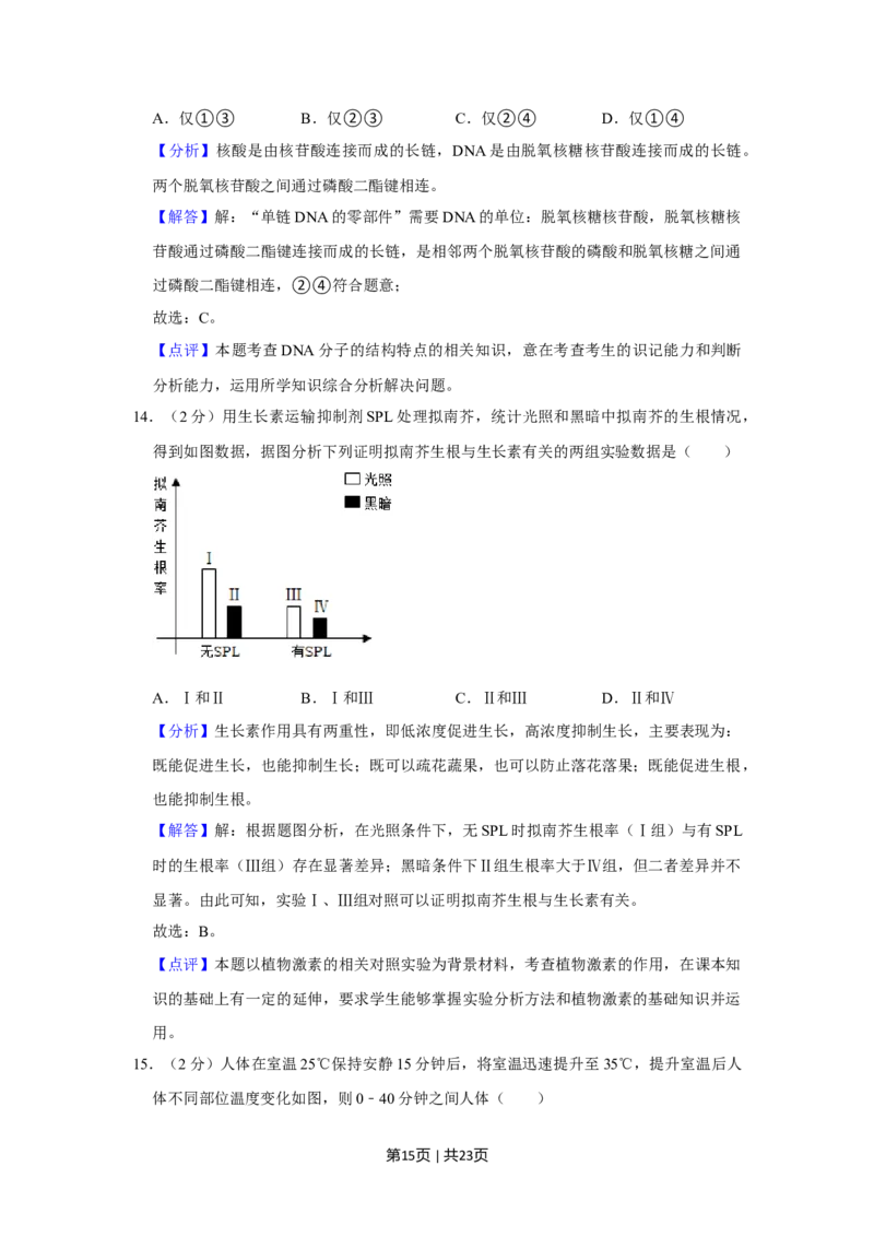 2022年高考生物试卷（上海）（解析卷）_生物历年高考真题_新&middot;Word版2008-2025&middot;高考生物真题_生物（按年份分类）2008-2025_2022&middot;高考生物真题