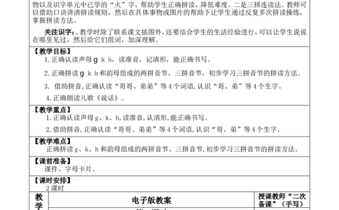 汉语拼音5gkh优质版教案_一年级语文上册（统编版）_全套教学资源_课件+教案_3.第三单元_汉语拼音5gkh_教案