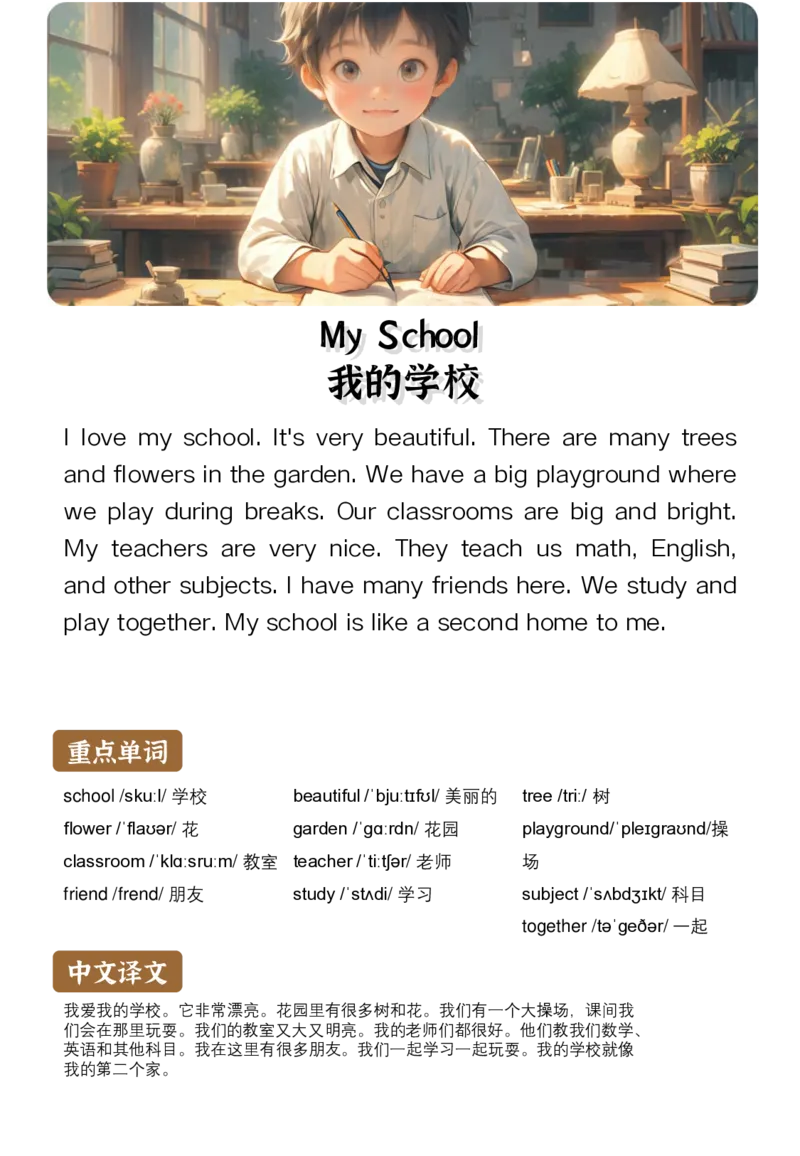通用晨读英语小短文小作文50篇50页_小学全网线上同款资料_11号