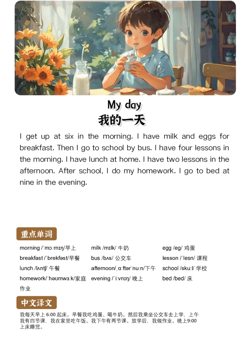 通用晨读英语小短文小作文50篇50页_小学全网线上同款资料_11号