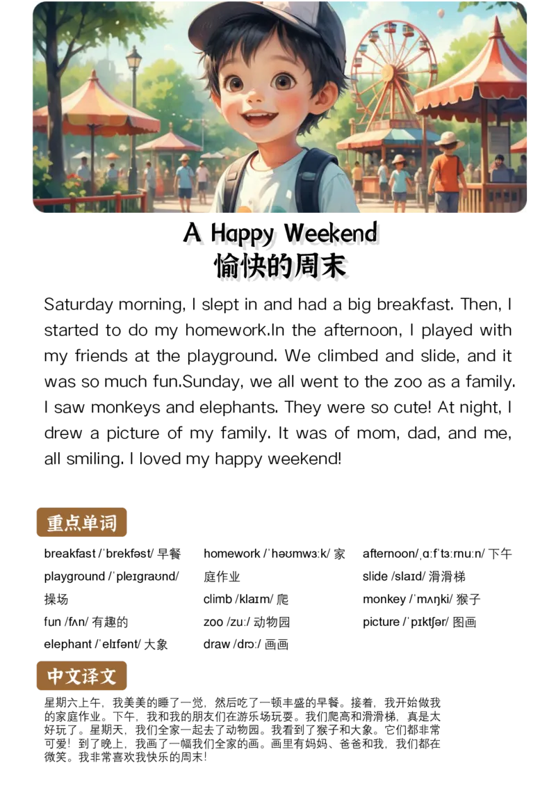 通用晨读英语小短文小作文50篇50页_小学全网线上同款资料_11号