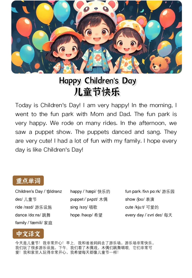 通用晨读英语小短文小作文50篇50页_小学全网线上同款资料_11号