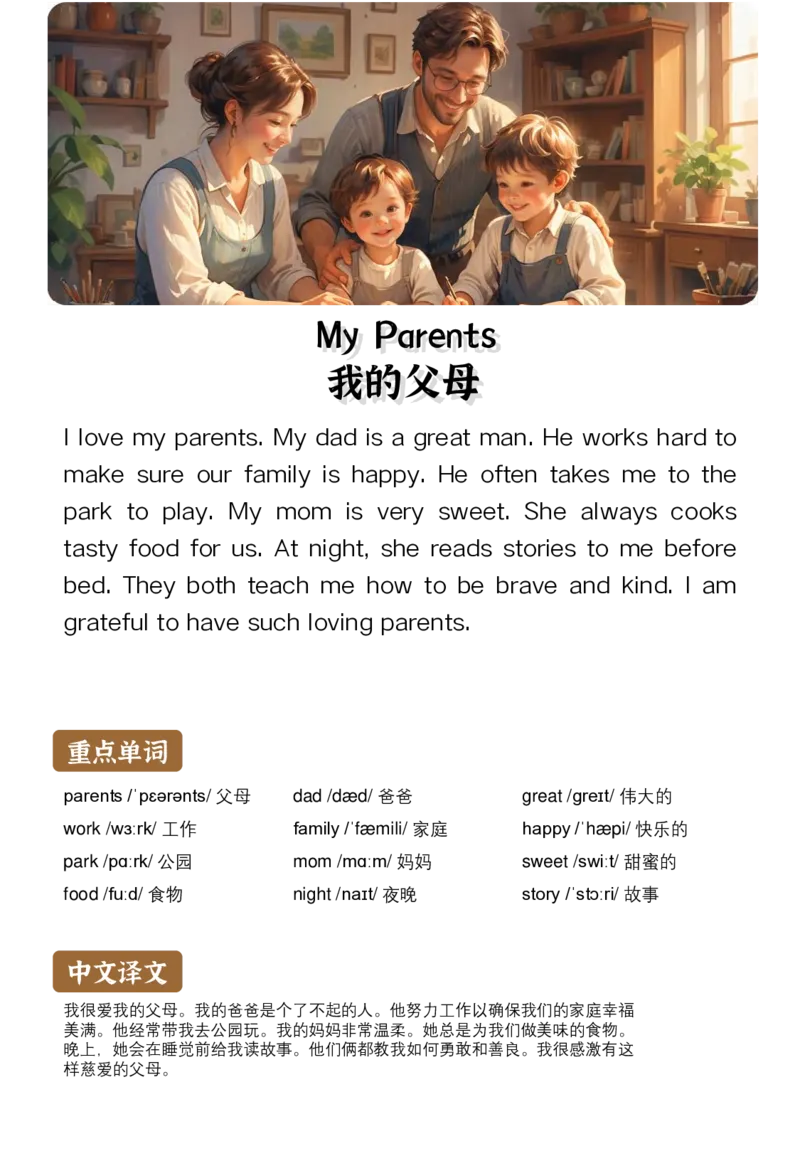 通用晨读英语小短文小作文50篇50页_小学全网线上同款资料_11号