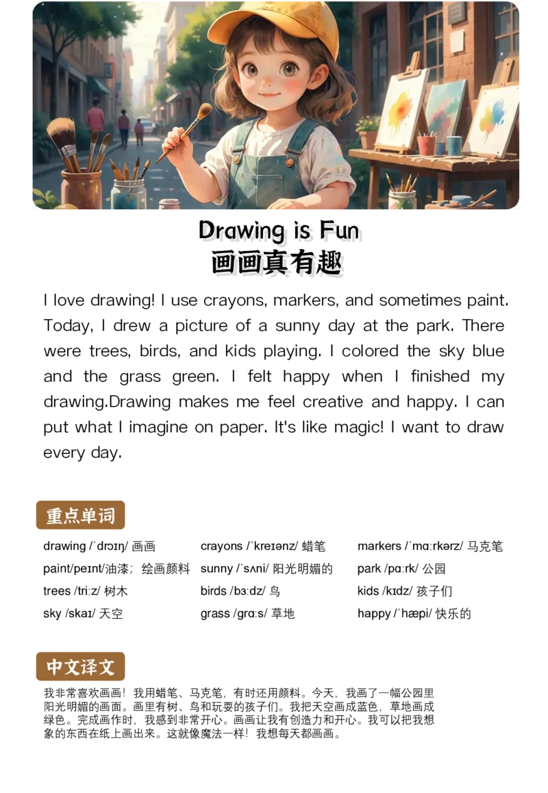 通用晨读英语小短文小作文50篇50页_小学全网线上同款资料_11号