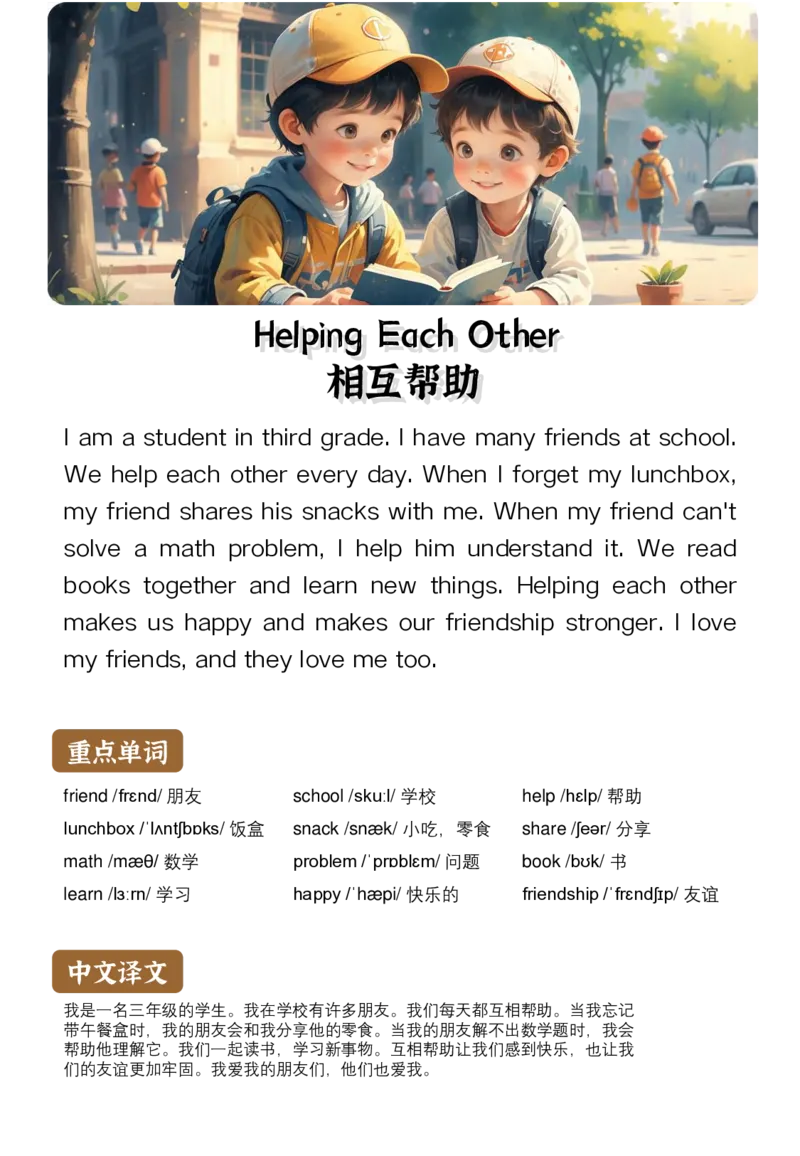 通用晨读英语小短文小作文50篇50页_小学全网线上同款资料_11号