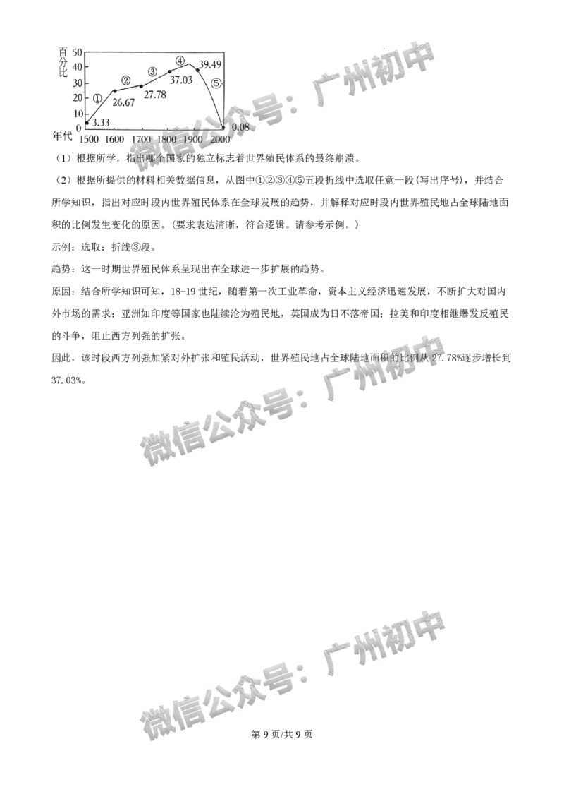 2025年广州大学附属中学联盟中考一模历史试题_广州九上月考+期中+期末+一模二模+中考真题_广州2025年中考一模_广大附联盟中考一模全科试题