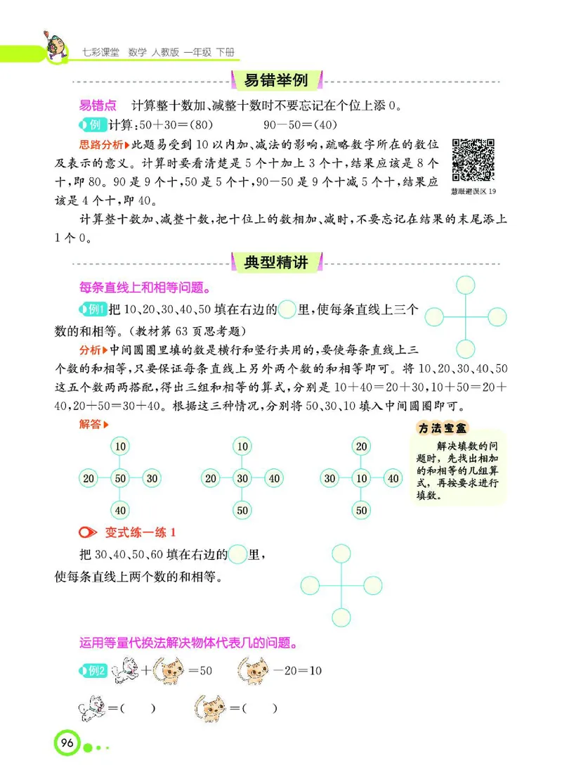 《七彩课堂》数学1年级下册（RJ）_一年级上下册资料_小学一年级学习资料-25年更新版_1-04、小学一年级数学下册_1-4-2、练习题、作业、试题、试卷_人教版_电子册